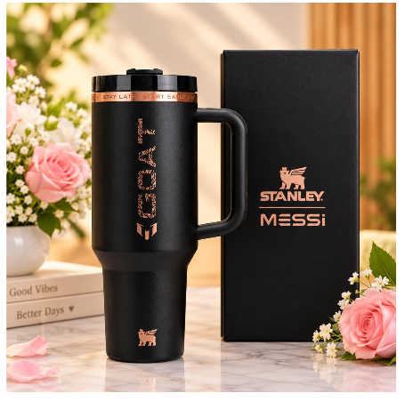 STANLEY x Messi Quencher Pro Tour Flip Straw Tumbler 40oz GOAT Black Limited